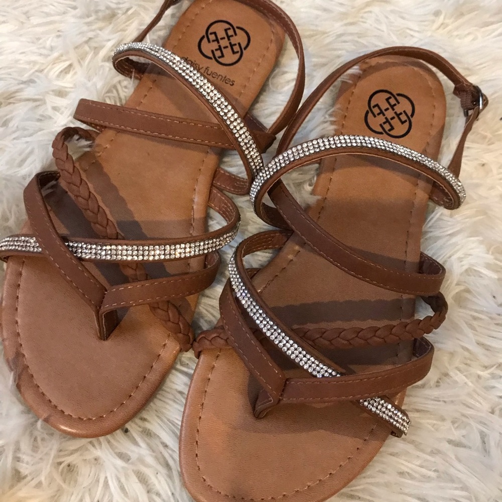 Daisy Fuentes Braided and Bling Sandals